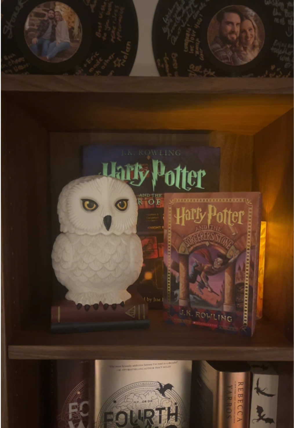 My teeny tiny Harry Potter cube 🖤 This will hopefully one day be the full collection of books!  #harrypotter #bookshelf #bookshelfdecor #hedwig #BookTok #bookish #ilovebooks 