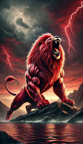 🦁 ⛔️ #lion #red #lionred #redeyes #animalhybrid #hybridanimal #fusion #animalfusion #mountain #roar #midjourneyart #livewallpaper4k #power 