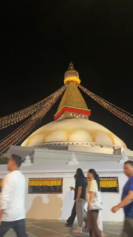 Mesmerising and peaceful view of Boudhanath Stupa at night 🍃🕊️#boudhanath_stupa #nightview #nepal #exploretheplace #peace #nature #foryoupage 