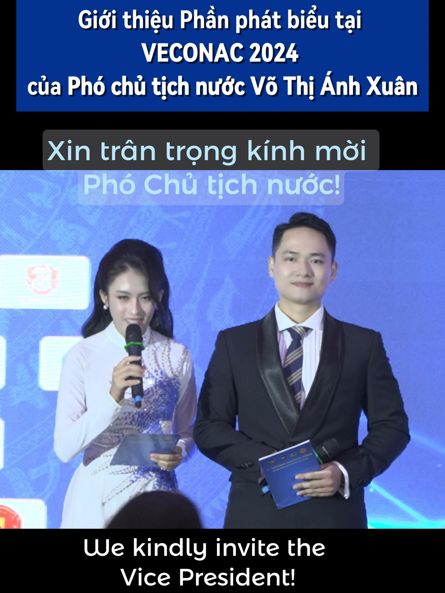 Tại VECONAC 2024, Lâm Hường vinh dự được giới thiệu phần phát biểu của Phó chủ tịch nước #mcsongngu #mctienganh #bilingualmc #VECONAC #speech #host #learnontiktok #mcevent #trending