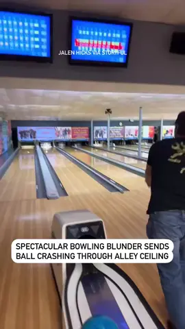 A spectacular fail at a bowling alley created a hilarious moment to remember for two brothers in Missouri after one of them captured it on camera. This footage was provided by Jalen Hicks, who told Storyful that his brother Keaton captured the moment when he took a tumble and sent his bowling ball flying through the roof above his lane. “My first thought was ‘Uh-oh, what happens now?’ We were the only few people in the bowling alley,” Jalen said. Thankfully, Jalen said the staff proved understanding. “The gentleman that worked there was very nice and said he could fix anything that we broke. We left a very generous tip,” he said. #news #bowling #funnyvideo