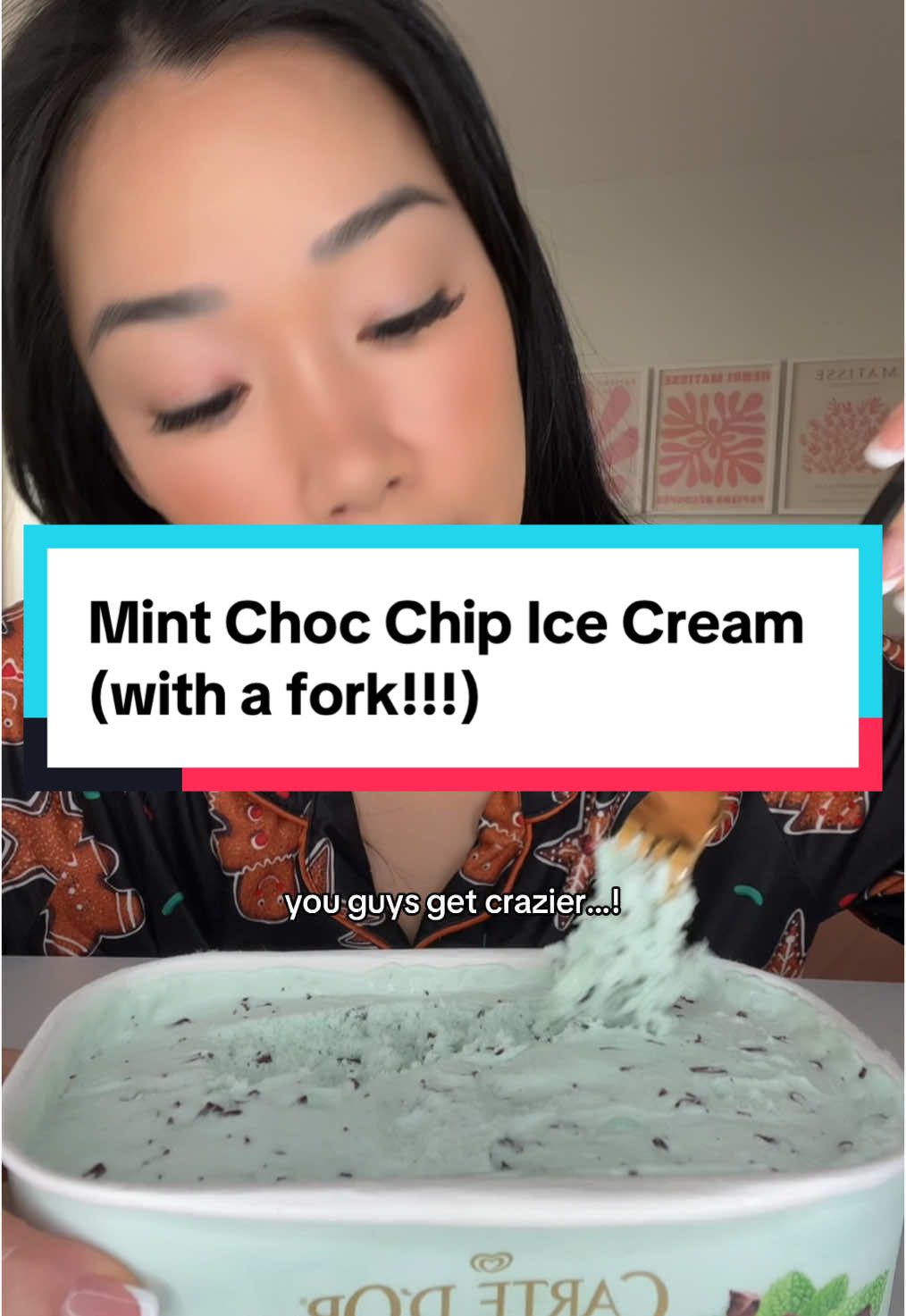 Replying to @𝔏𝔲𝔠𝔶🌅 Mint Chocolate Chip Ice Cream WITH A FORK!! #eatwithgg #ggflavour #mukbang #eatwithme #mintice #mintchocolatechip #FoodTok 