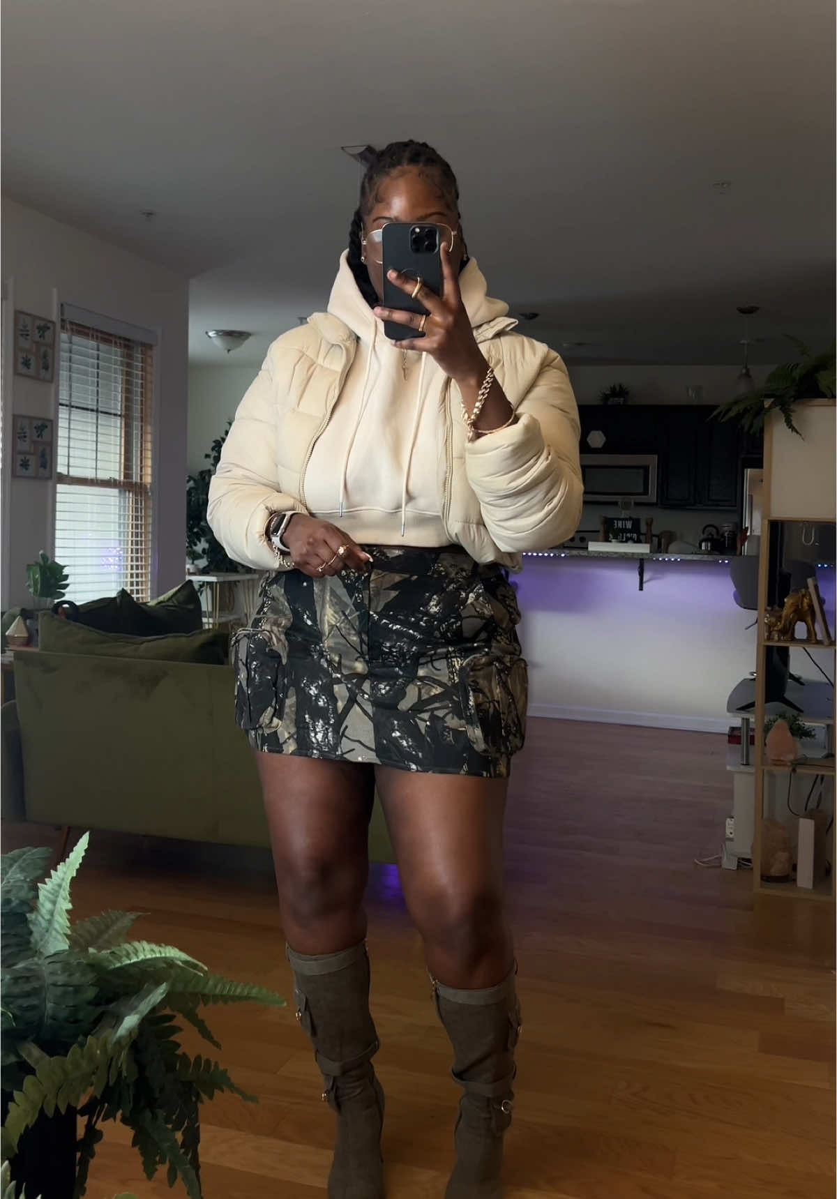 Skort x Boots x Hoodie = Chill Fly🔥🔥 @FashionNovaCURVE  🔎 Forest Adventures Cargo Mini Skort  🔎 Half Way To You Knee High Boots #Itgirl #styleinspo #inspo #blackgirltiktok #OOTD #grwm #fashiontiktok #outfitideas #blackgirlmagic #blackgirlfashion #styletips #thatgirl #foryoupage #fashioninfluencer #fashioninfluencers #fashionoutfitsblackgirl #tryonhaul #curvy #curvygirl 