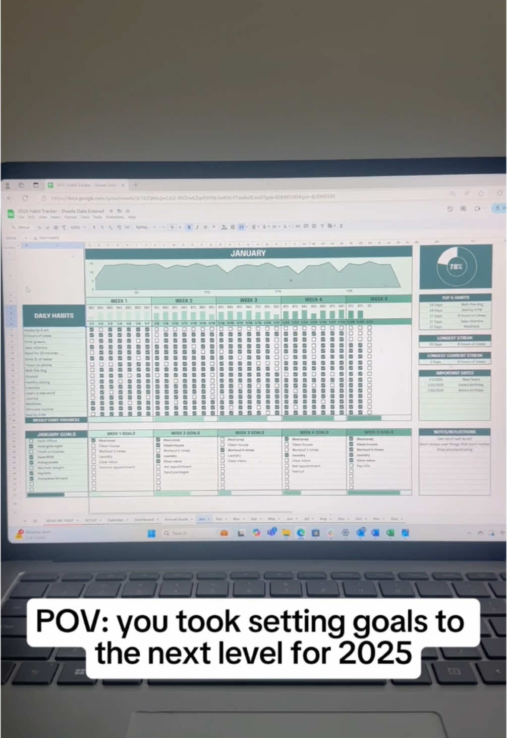 Taking New Year, New Me really seriously this year… grab your copy in the link in my bi0.  #habit #habittracker #goals #excel #sheets #newyear #googlesheets 