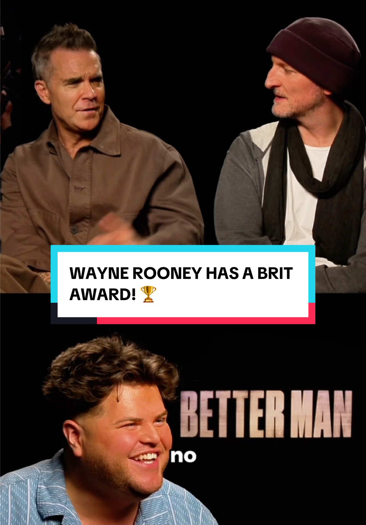 Robbie Williams gave Wayne Rooney one of his BRIT Awards! 🤣😭 #robbiewilliams #bettermanmovie #britawards #waynerooney 