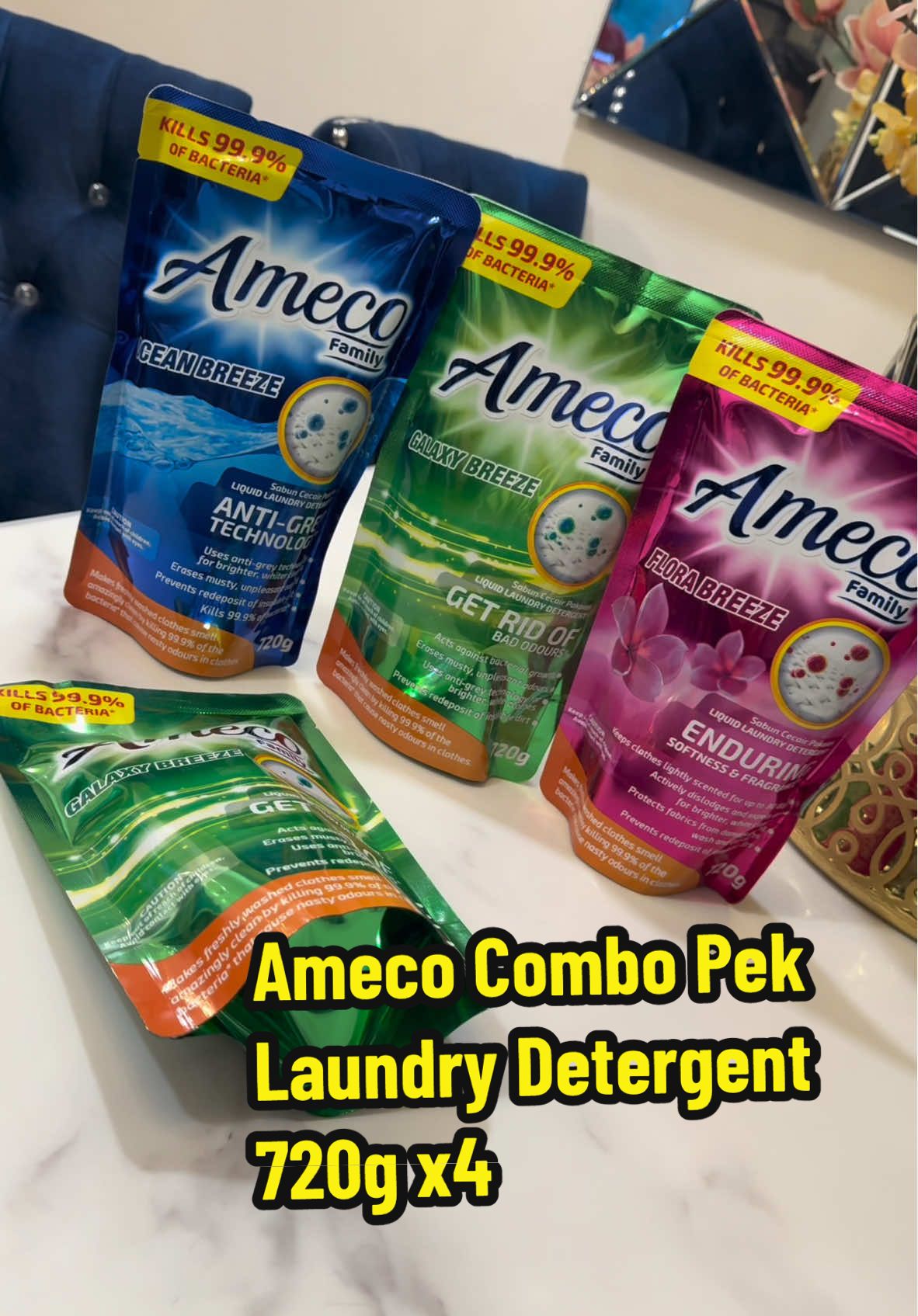 Ameco Combo Pek Laundry Detergent 720g x4#sabun #sabunpencuci #sabunviral #fyp #CapCut 