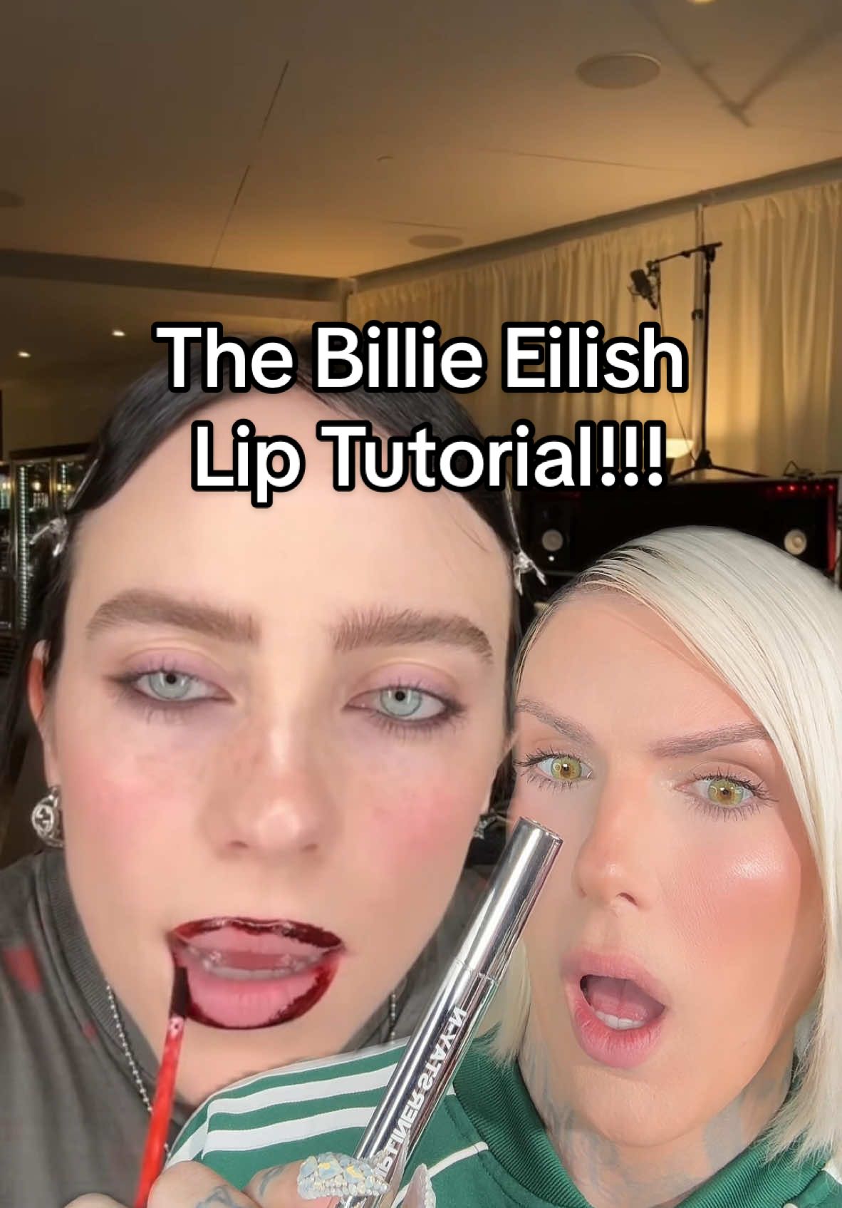 Trying the @BILLIE EILISH lip tutorial 😳 #jeffreestar #billieeilish #makeuptutorial #makeupreview #liptutorial #BeautyTok #lipliner #sacheubeauty #greenscreenvideo  