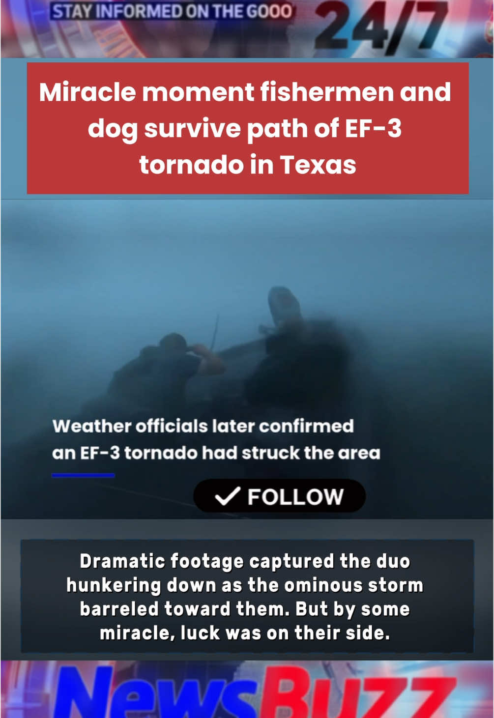 Miracle moment fishermen and dog survive path of EF-3 tornado in Texas! #tornado #texas #ef3 #fisherman #tornadointexas #survive #fy #fyp #fyf #foryou #weather #viralvideo 