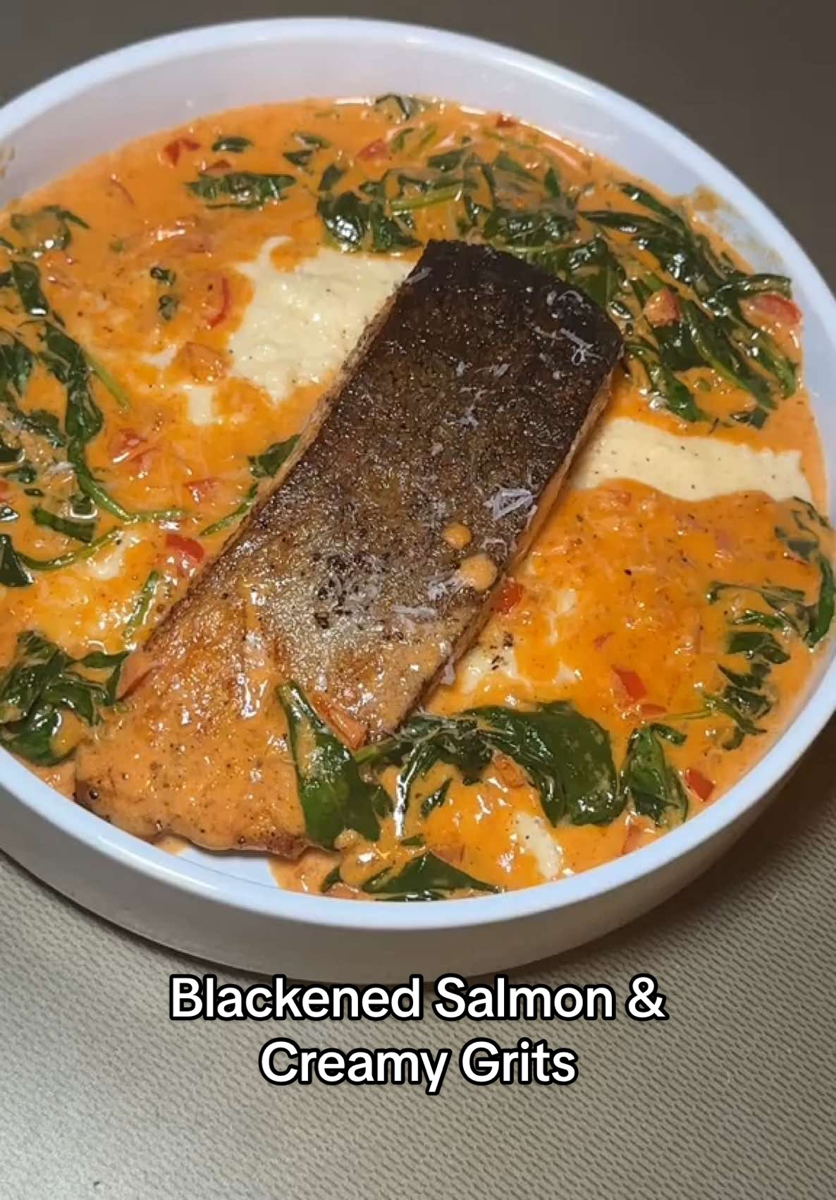 Southern Creamy Grits w/ Blackened Crispy Skin Salmon & Creamy Cajun White Wine Sauce 💋 #salmonandgrits #salmonrecipe #salmonrecipes #blackenedsalmon #grits #southerngrits #cheesegrits #fyp #explorepage #Foodie #foodielife #homecooking #homecooked #homecook #homecookedmeal #homecookedmeals #homecooks 