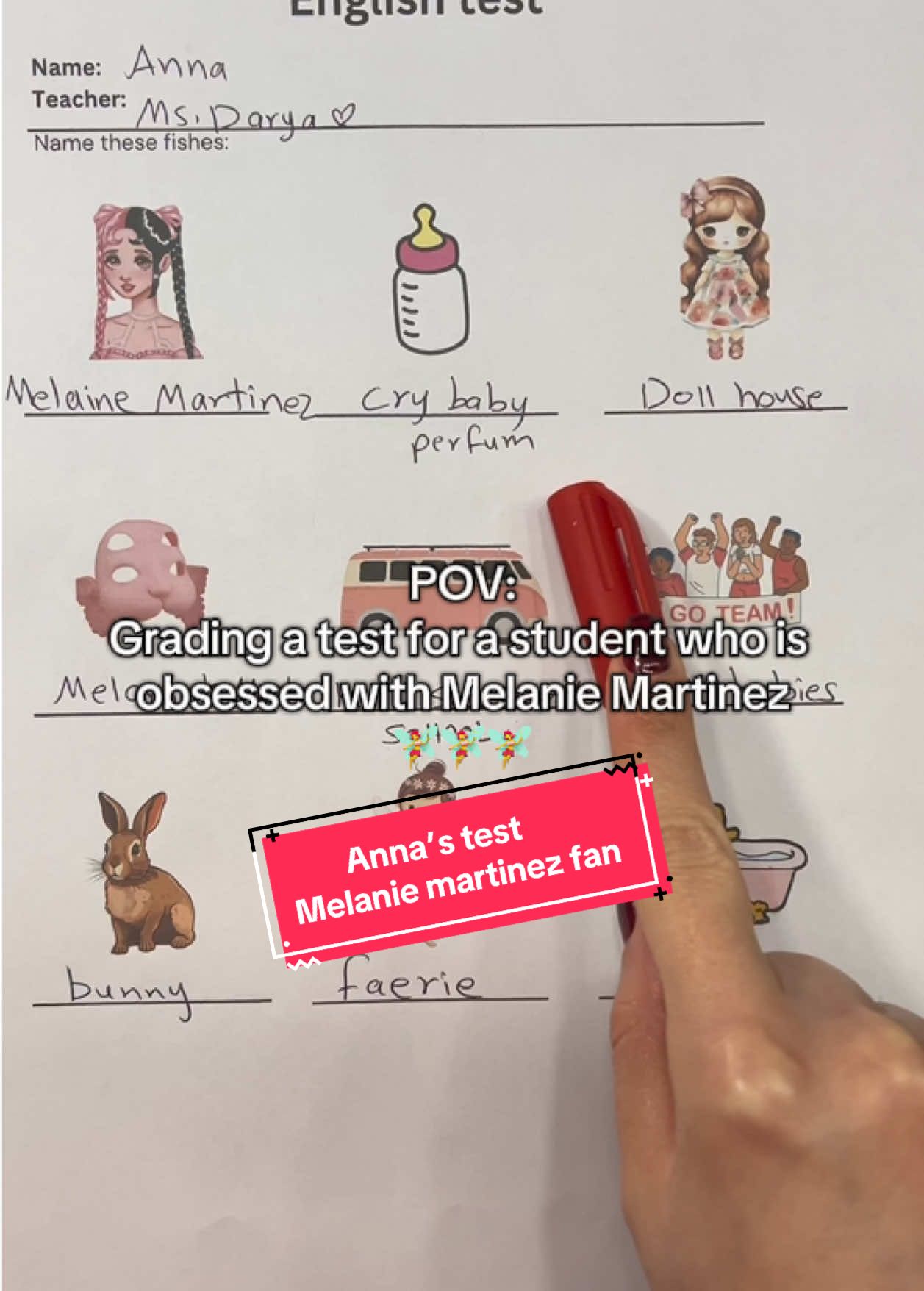 Grading a test for a student who is obsessed with Melanie Martinez🧚‍♀️🧚‍♀️🧚‍♀️ #funnyteacher #grading #gradingpapers #melaniemartinez #crybabies #teacherspet #melaniemartinezfan 