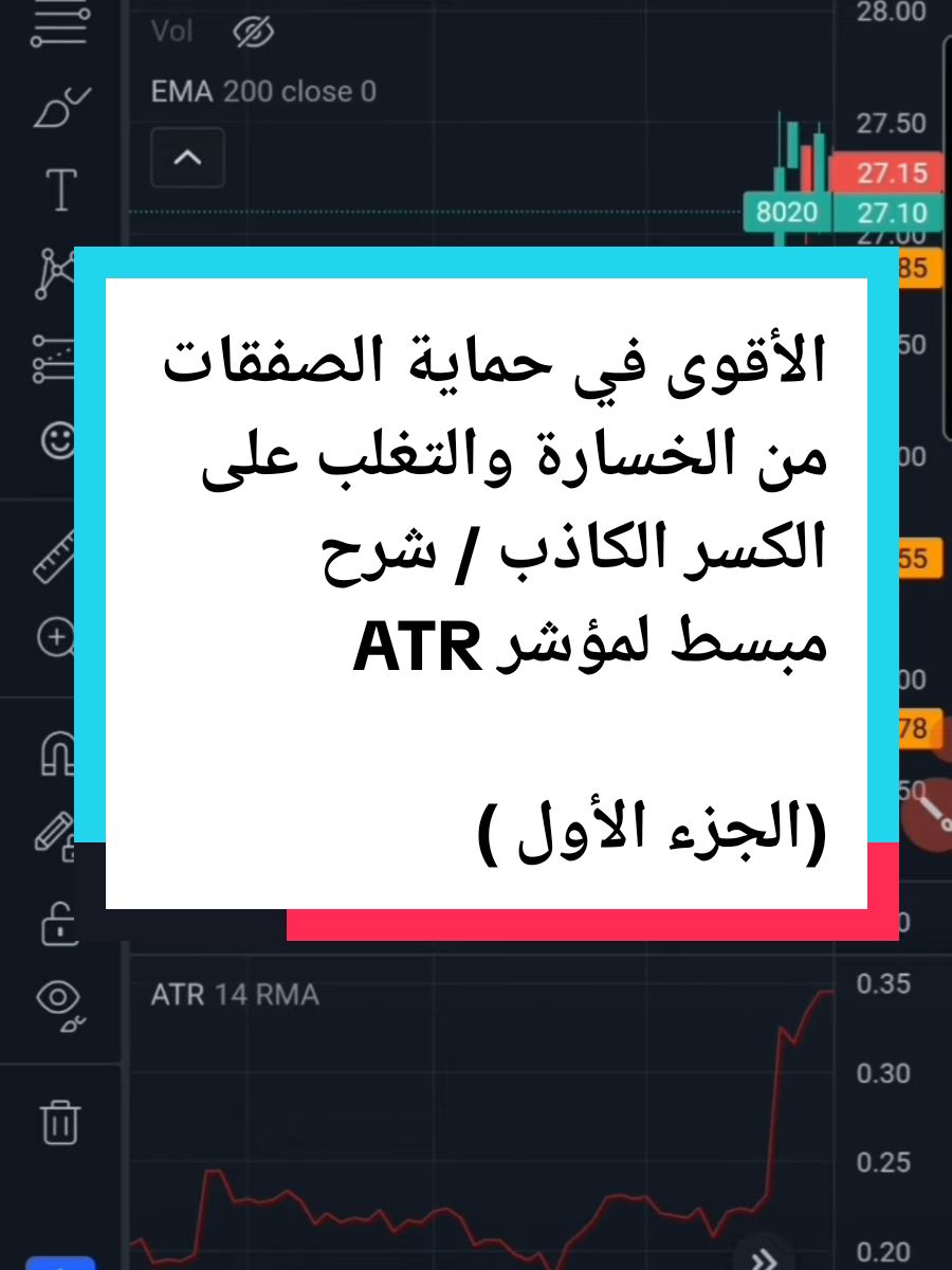 الأقوى في حماية الصفقات من الخسارة والتغلب على الكسر الكاذب ATR شرح مبسط لمؤشر هو من افضل المؤشرات المستخدمة في تحديد وقف الخسارة المناسب لكل صفقة ATR شرح مبسط لمؤشر الطريقة فعالة على جميع اسواق المال بما فيها الاسهم والفوركس والكريبتو #تداول_ناجح #تعليم_التداول #استراتيجيات_التداول #شرح_ATR #حماية_الصفقات #مؤشرات_التداول #التغلب_على_الكسر_الكاذب #تداول_احترافي #تداول_عملات #تحليل_فني #تعليم_التداول_من_الصفر #أساسيات_التداول #إدارة_المخاطر #التداول_الآمن #crypto_trading #ATR_Indicator