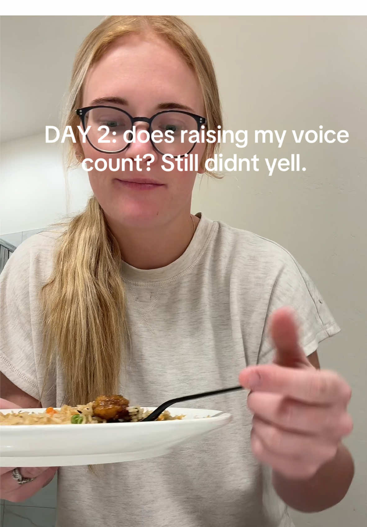 Day 2. Eating dinner in the bathroom while my sick kid is in the shower. Raised my voice today but did not yell. We’re calling it a success. 👌🏼#noyellingchallenge #momlife #girlgang #day2 