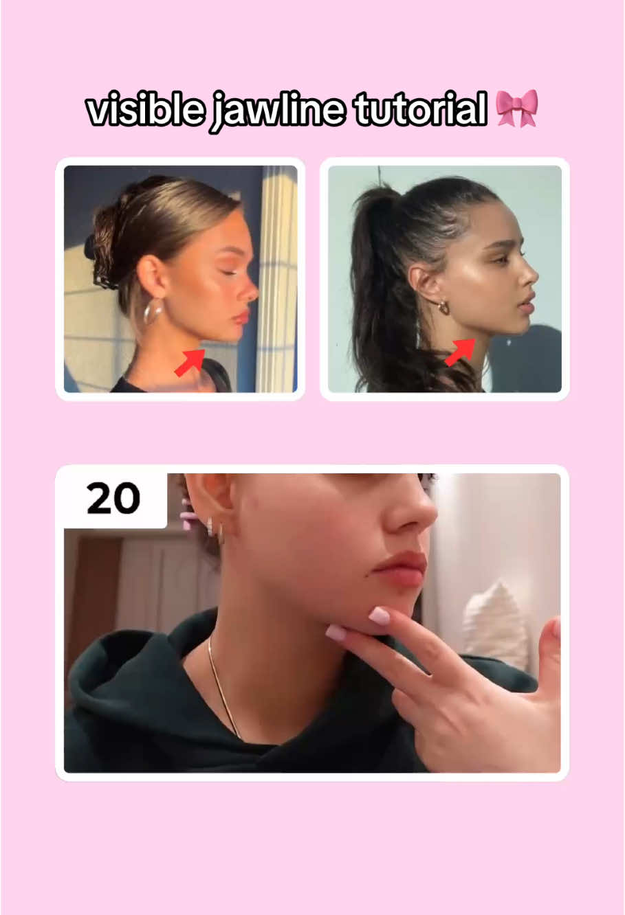 visible jawline tutorial 🎀 #exercise #GlowUp #viral #foryoupagе #workout #tutorial #girltips #fürdich #fy #fyp #foryou #furdich #jawline #jawlinecheck #jawlinechallenge #visiblejawline #sharpjawline #jawlinetutorial #jawlinetips 