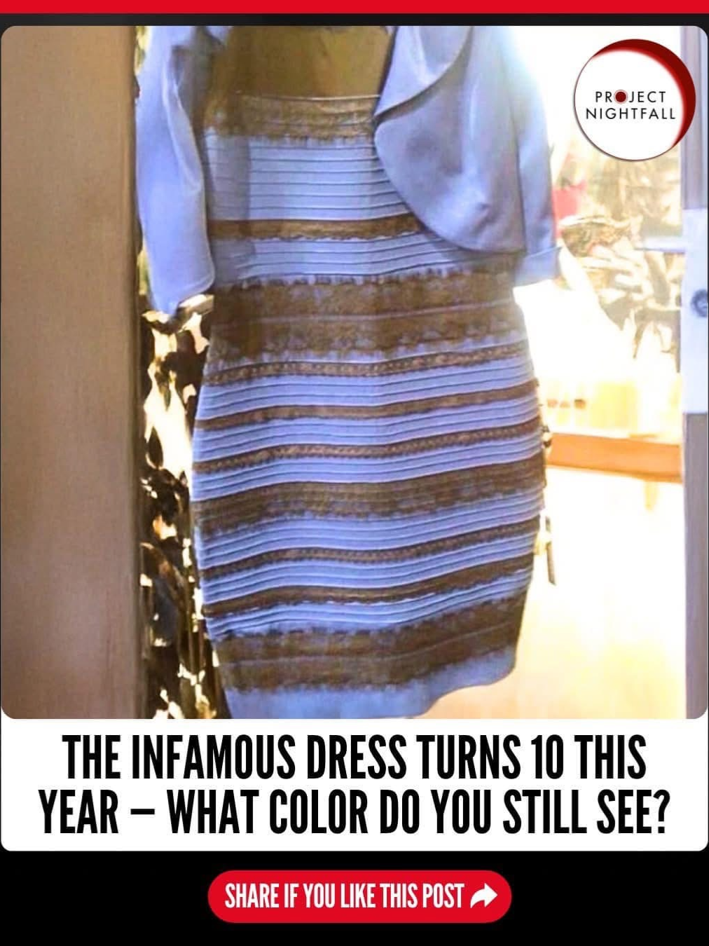 10 Years Later: The Dress That Broke the Internet 👗✨ What Color Do YOU See?! #TheDress #10YearAnniversary #WhatColorDoYouSee #OpticalIllusion #ViralMoment #InternetHistory #ColorDebate #TikTokTrends #ScienceOfColor