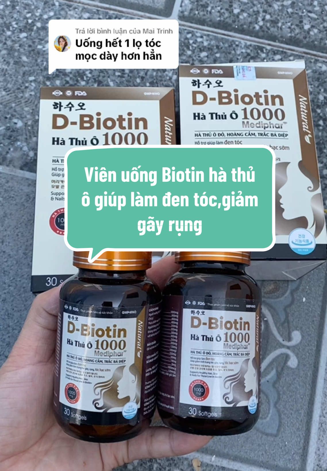 Trả lời @Mai Trinh Viên uống #biotinhathuo giúp làm đen tóc,giảm gãy rụng #xh #biotin #suckhoe #lamdep 