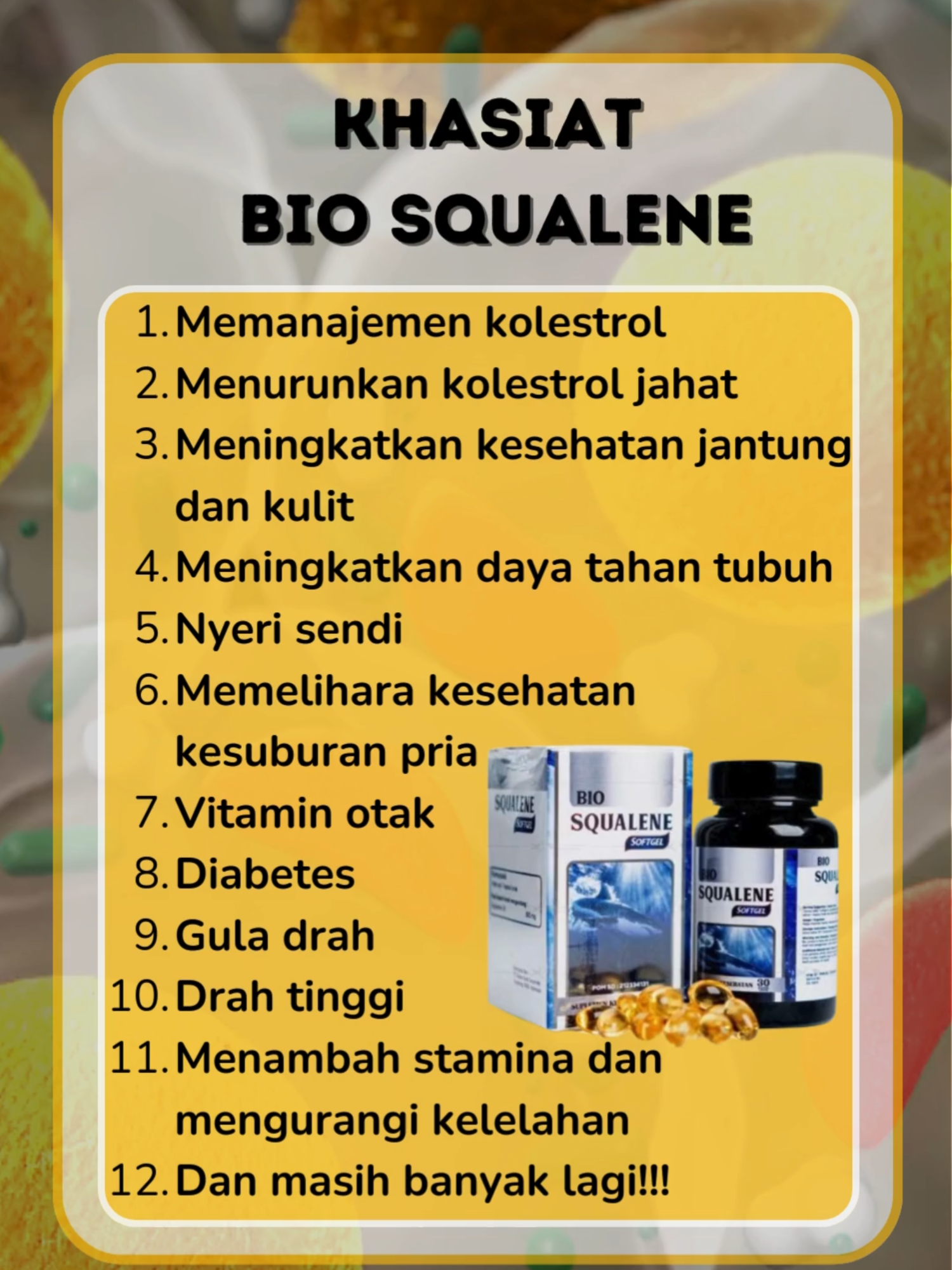 khasiat bio squalene, bio squalene cek showcase #kesehatan #edukasi #edukasikesehatan #biosqualene #minyakhatiikanhiu #kolestrol #sendi #omega3 #fyp #bissmilahfyp