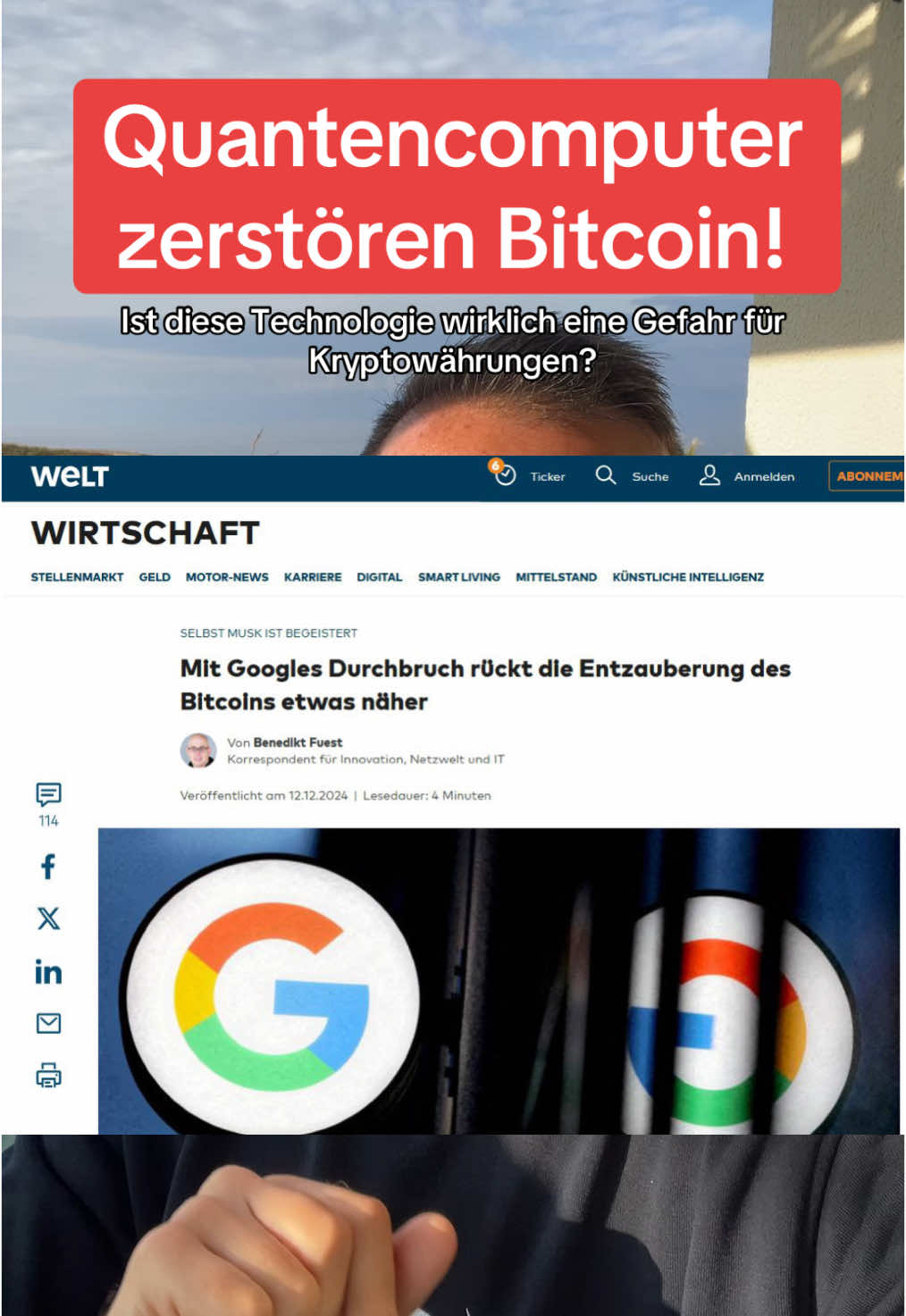 Quantencomputer zerstören Bitcoin und Kryptowährung! Diese Angst haben gerade sehr viele, und ich höre das auch immer wieder und lese das auch hin und wieder. Was ist aber wirklich dran, kann die Blockchain jetzt gehackt werden? Ich räume mit ein paar Mythen auf. #Kryptowährungen #Kryptowährungen #krypto #Bitcoin #Ethereum #bullrun #ki #kryptomarkt #Quantencomputer 