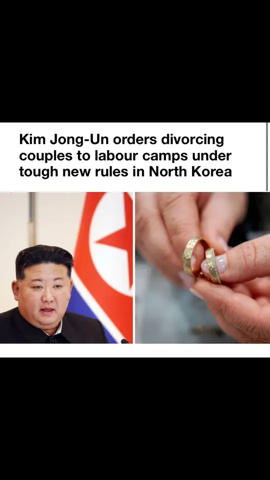 The North Korean leader Kim Jong-Un has allegedly ordered that divorcing couples be sent to labour camps for up to six months, with women possibly due to face even longer sentences.  He said ending a marriage demonstrates anti-socialist sympathies and should be punished.  It signifies a toughening of existing laws, which previously only punished the party seeking the divorce - even in cases of physical abuse.  Under new rules, both spouses will be imprisoned once the divorce is finalised, according to Radio Free Asia (RFA). A resident of the northern Ryanggang province said: “I went to the Kimjongsuk County People’s Court ... where 12 people received divorce decrees. “Immediately after the verdict, they were transferred to the county labour training camp. “Until last year, when a couple divorced, only the person who first filed for divorce was sent to a labor training camp. “Starting this month, all divorced couples will be sent to labour training camps.” Similarly, in Korea, divorce is considered both an insult to socialism but also the Confucian values that unite thinking in both the north and south.  Following Covid-19, RFA reported that divorce rates have increased as lockdown constraints increased the financial stress that couples faced.  Rates of divorce are not said to have significantly dropped even though citizens are now threatened with public humiliation and expulsion from the Korean Workers' Party. One resident commented: 