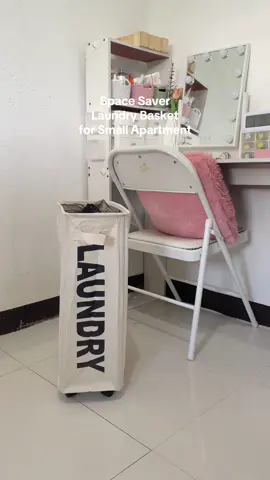 Small Laundry Basket. ✨ Perfect sa small spaces plus the quality is so niceee #apartmentessentials #laundrybasket #dormlife 