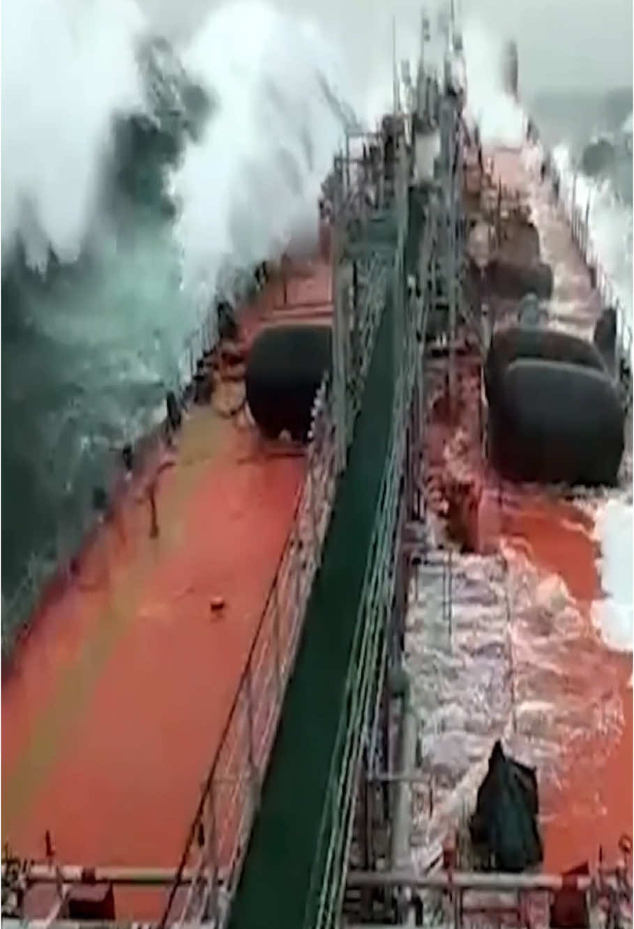 Huge waves almost capsize ships 😱 #ship #vessel #storm #bigwave #scary #atsea #bigships #hugewaves #northsea 