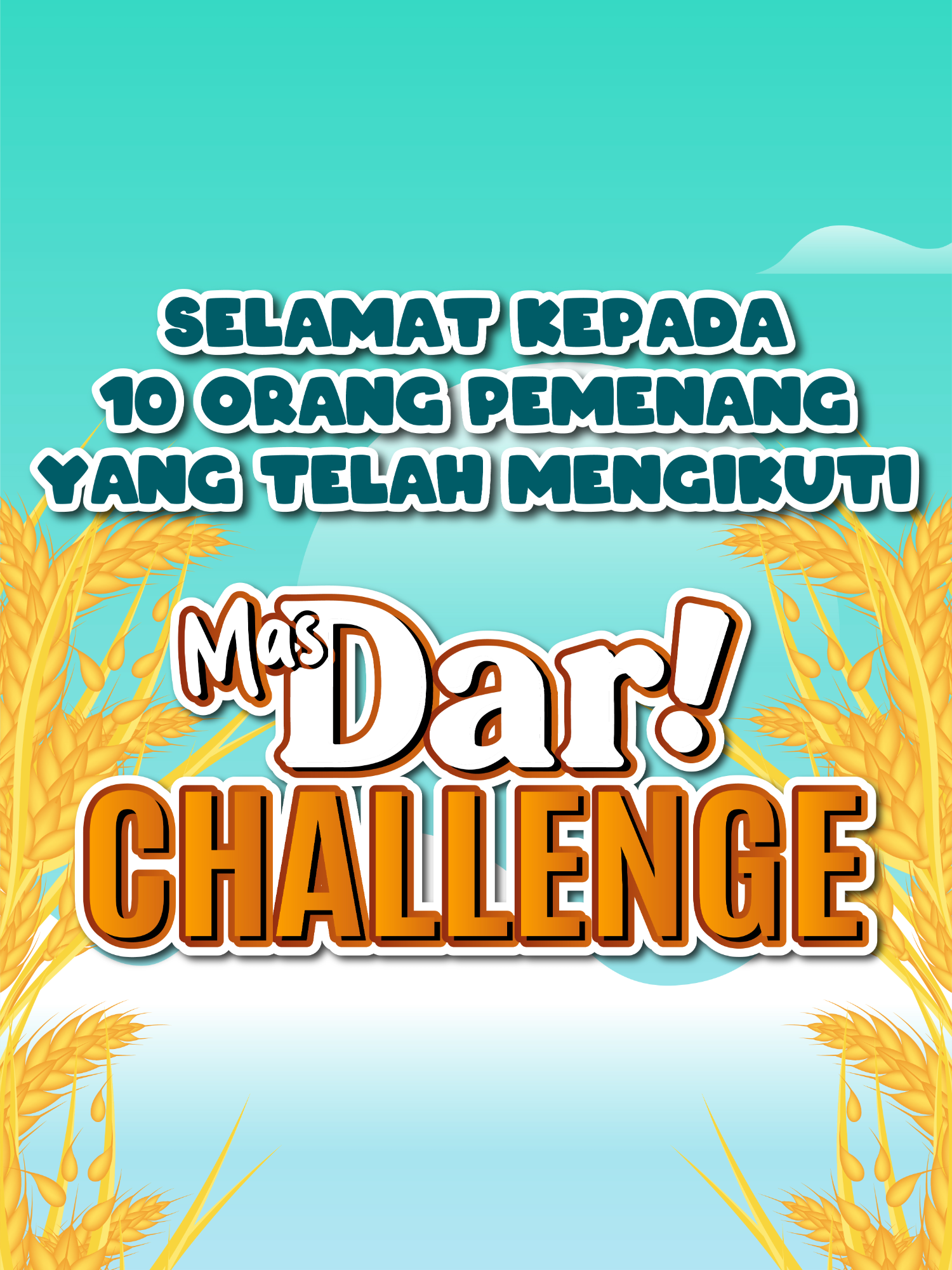 Daftar Pemenang MasDar Challenge: Resolusi Tahun 2025 tentang Pertanian. Saya ucapkan selamat kepada 10 pemenang dengan resolusi terbaik! 1. @micolesmanap 2. @tettanagibrank 3. @usr6025 4. @wong_tatag 5. @_ndolo 6. @mastanijawa 7. @evapurnamasari22 8. @rastut16 9. @mungalim76 10. @gunners0254 Terima kasih sudah berpartisipasi dan berbagi harapan luar biasa untuk pertanian Indonesia. Bersama-sama wujudkan pertanian yang lebih maju, mandiri, dan sejahtera di tahun 2025! Note: Hati-hati penipuan yang mengatasnamakan Masdar Challenge. Tim Masdar Challenge hanya menghubungi via DM dari akun resmi Masdar ya. #MasDarChallenge #TahunBaru2025 #Harapan2025 #kitapastibisa #masdar