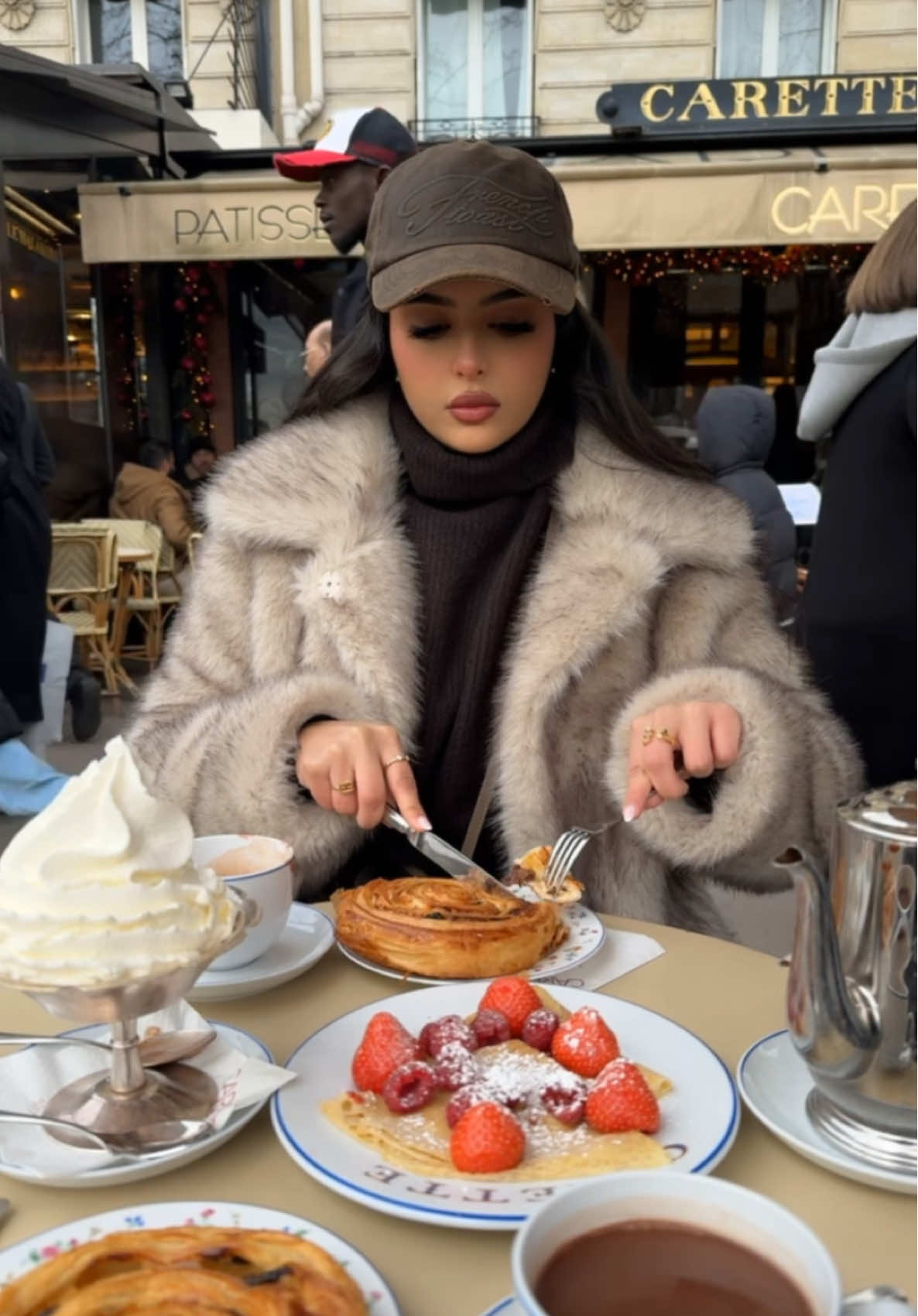 Hot chocolate and croissants, Paris mornings done right 🥐☕✨ #Carette #paris #explore #fyp 