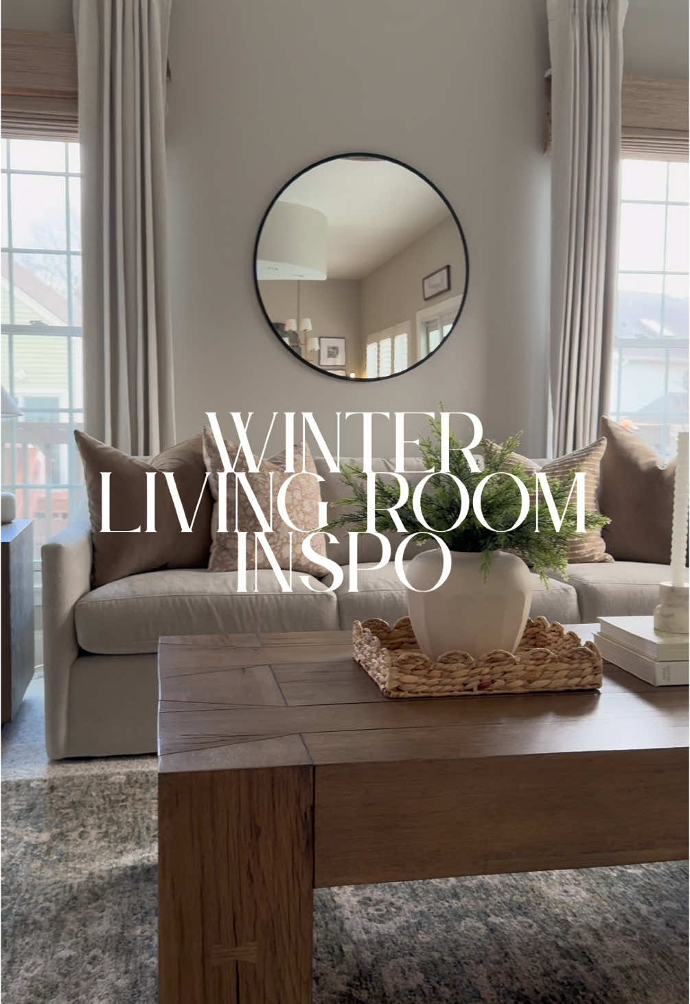 Winter living room inspo! I’m loving how light and fresh it feels after taking down the Christmas decor in here. I kept some of my winter greenery out and added in some neutral pillows and accessories. What’s your favorite winter decor must have? You can shop this space on LTK by clicking the link in my bio! #livingroomdecor #neutraldecor #minimaldecor #organicmodern #winterstyling #fyp #foryou 