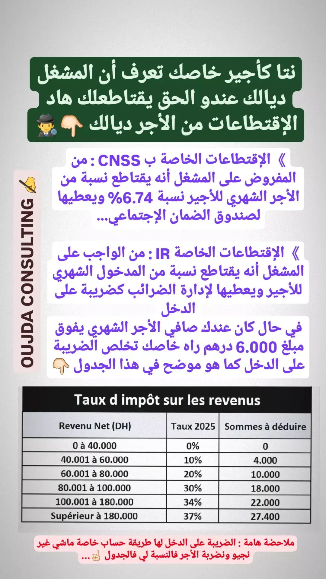 #OUJDA_CONSULTING #CNSS #SALAIRE #IR