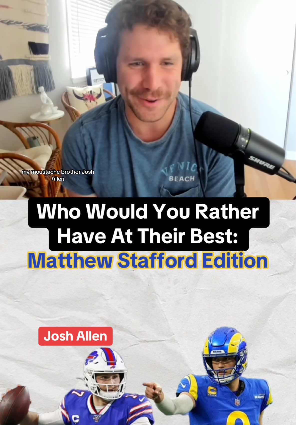 Who would you rather have at their best: Matthew Stafford edition. Here’s who he’s up against: Philip Rivers Andrew Luck Big Ben Lamar Jackson  Joe Burrow Josh Allen Eli Manning Cam Newton Matt Ryan #reaction #lamarjackson #joshallen #joeburrow #rams 