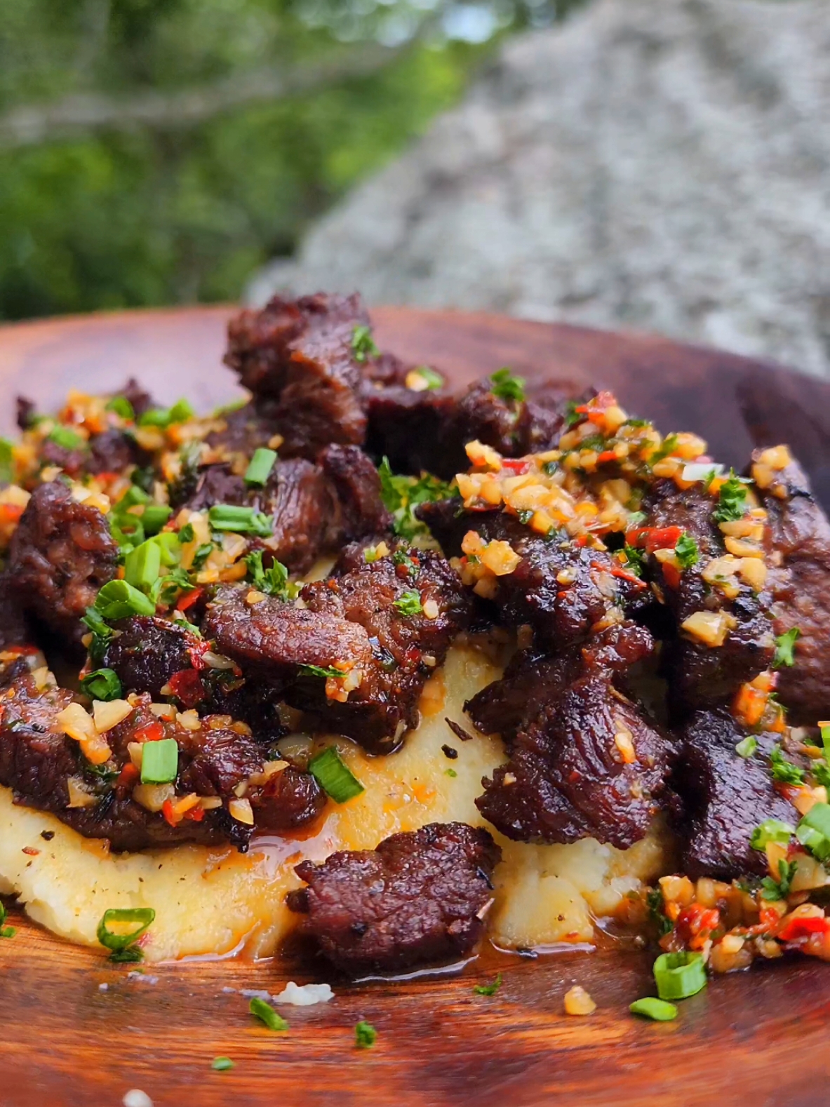 beef steak bites with mashed potatoes 🥩 😲#nature #relaxing #wildlife #outdoorcooking #potato #mashedpotatoes #steak #beef #trending #viral #MYFoodie #myfavorite #mealprep 