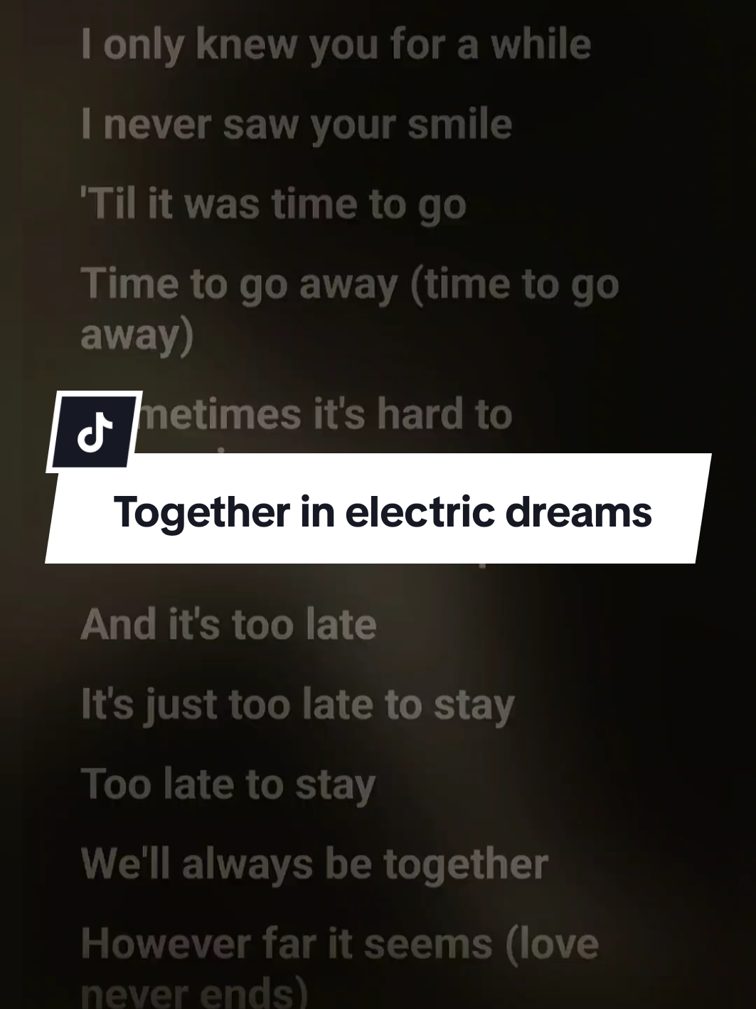 Together in electric dreams 🎶 #fyp #HoneyLyricss #foryou #ytmusic 