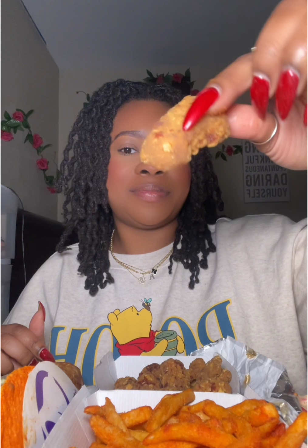 @tacobell mukbang 💛 finally tried the new chicken nuggets they were delicious. I also had the Doritos taco with the nacho fries. I had a burrito also but I got full so I only took one bite of it 🙊 ##tacobell##asmr##fypage##eatingshow##foryoupage##FoodTok##mukbangshow##notalking##eatwithme##fypシ##tinglesounds