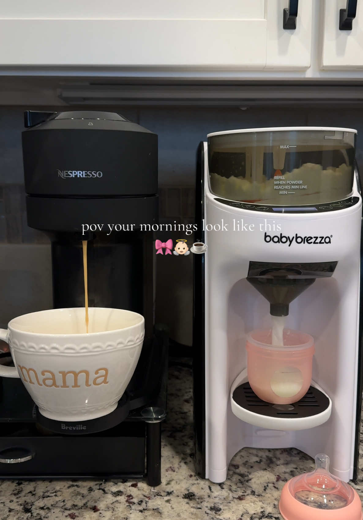 living in our pink world 🩷 #fyp #secondtimemom #girlmom #boonbottles #babybrezza #nespresso #coffee @Baby Brezza @Nespresso USA 