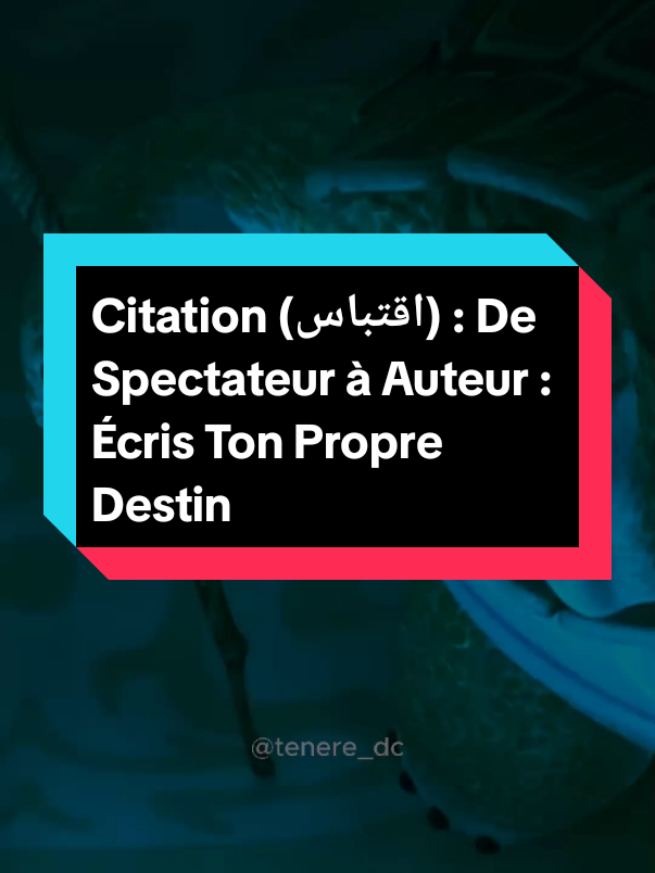 Citation (اقتباس) : De Spectateur à Auteur : Écris Ton Propre Destin #اقتباسات #citationdujour #leçon #motivation #conseil #pourtoi 