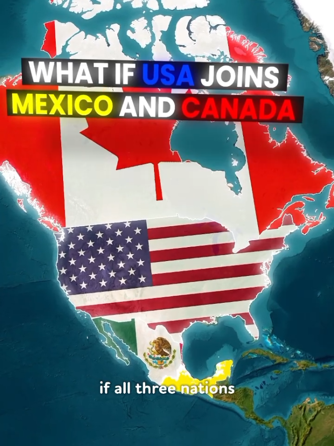 What If North America Became 1 Country? 🤝🤯 #usa #unitedstates #mexico #canada #northamerica #whatif #geography #map #mapping #learn #learning 