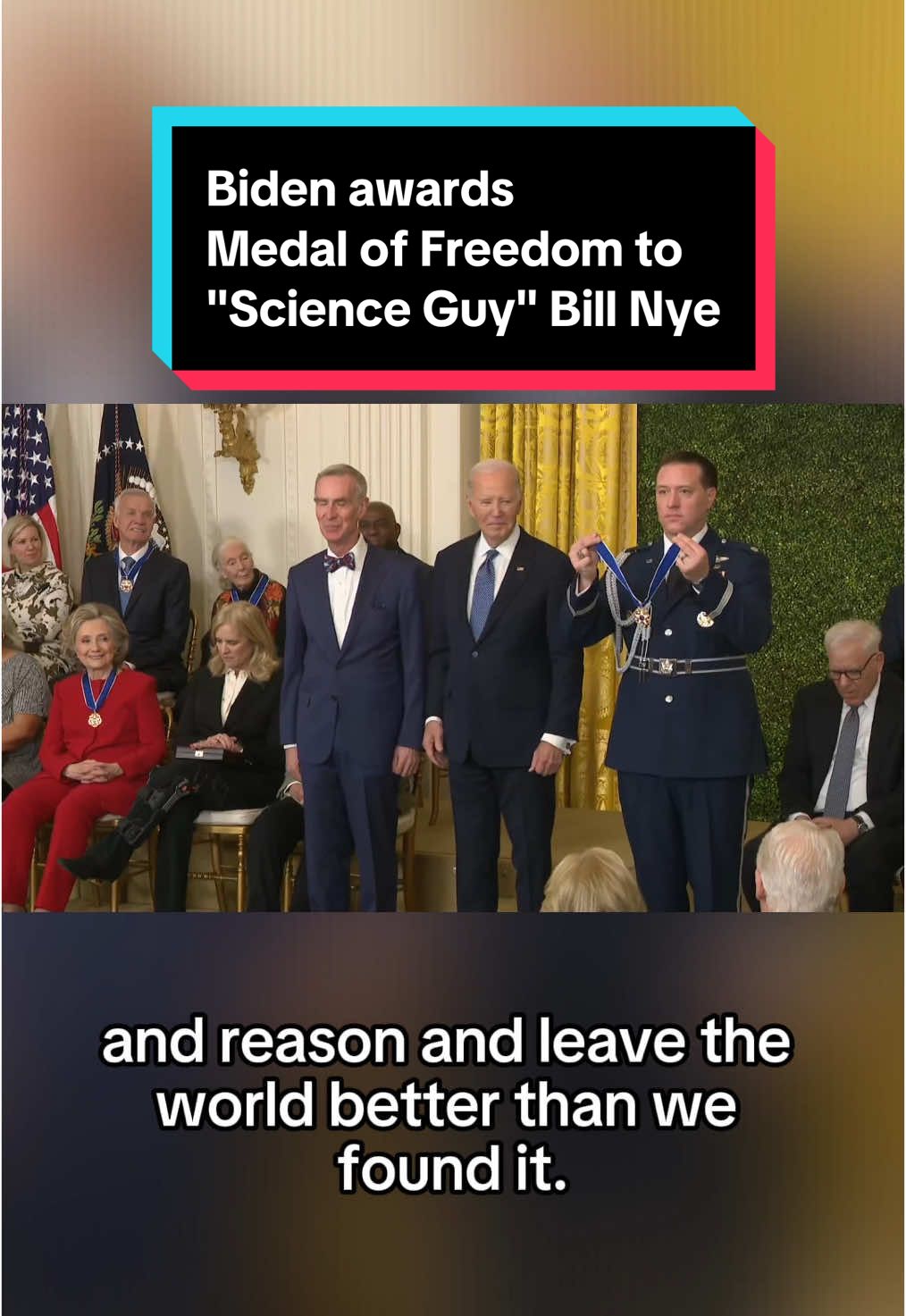 President Joe Biden awarded science educator Bill Nye with the Presidential Medal of Freedom during a ceremony at the White House Saturday. #billnye #billnyethescienceguy 