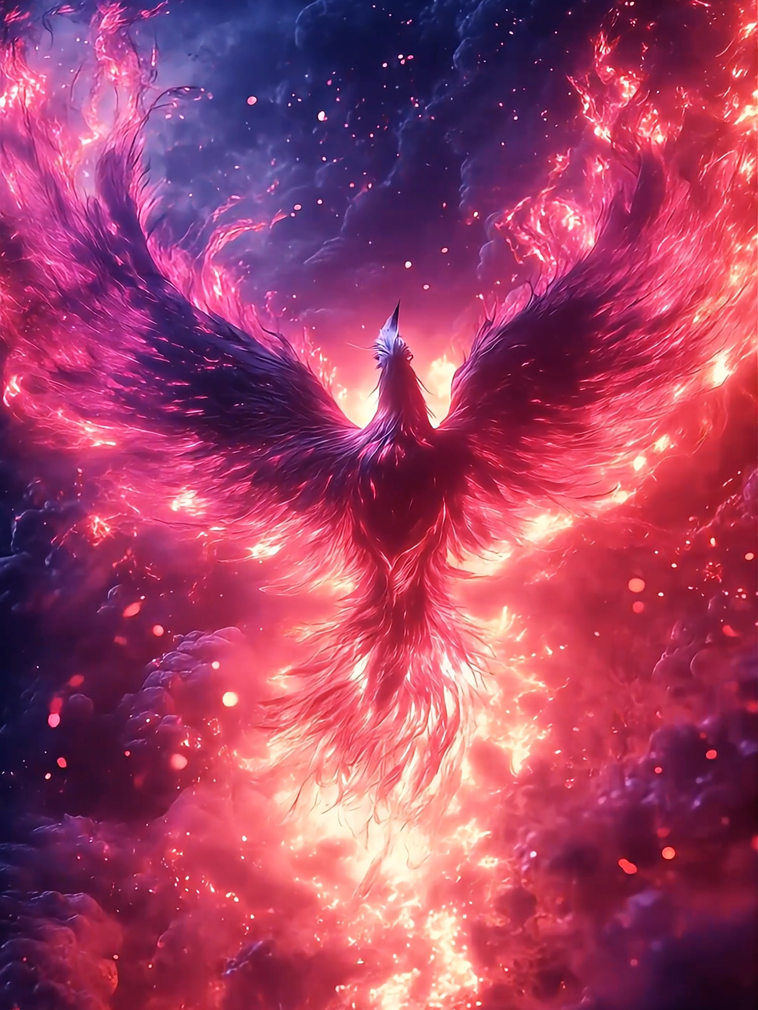 Live Wallpaper Phoenix 4k :  🔥🦅 Admire this majestic phoenix reborn from its ashes, surrounded by vibrant purple flames and sparkling particles! This mystical and captivating spectacle symbolizes resilience and transformation. Truly an enchanting sight! 🌌✨ #Phoenix #livewallpaper4k #2025 #Powerful #Epic #Nature #4k