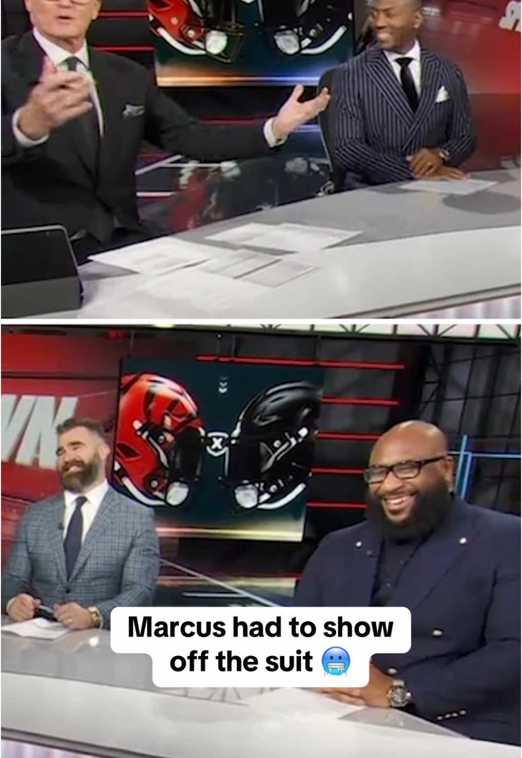 “Hold on Scott!” 😂 #nfl #drip #funny #marcusspears #jasonkelce 