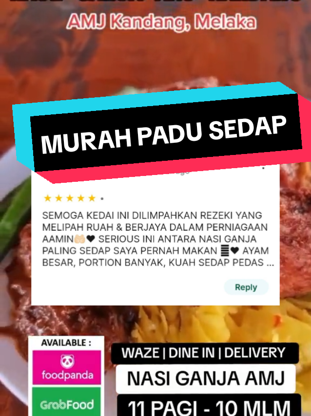 Bila pelanggan pekena NASI GANJA AMJ NO 1 DI MELAKA serendah RM 7 je beb. Depa kata padu sedap murah dan berbaloi sangat. 