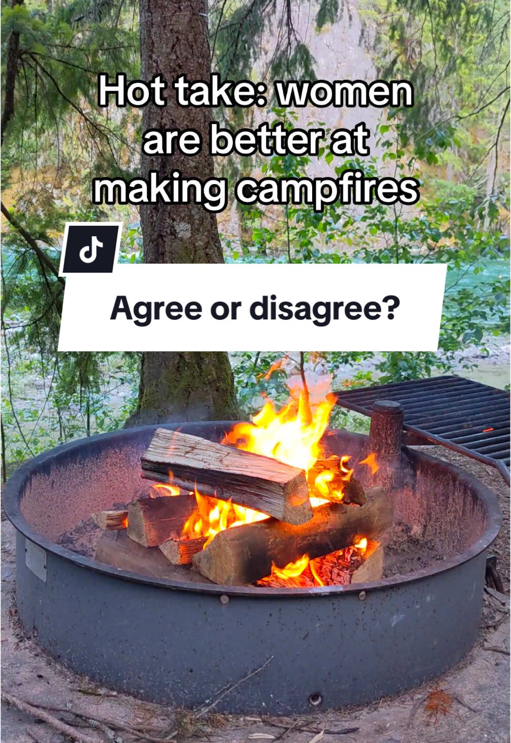 Agree or disagree? What do you think? Uh oh, are the boys mad?! #camping #campingtips #womenwhocamp #womenintheoutdoors #solofemalecamper #solocamping #cozycamping #campfire 