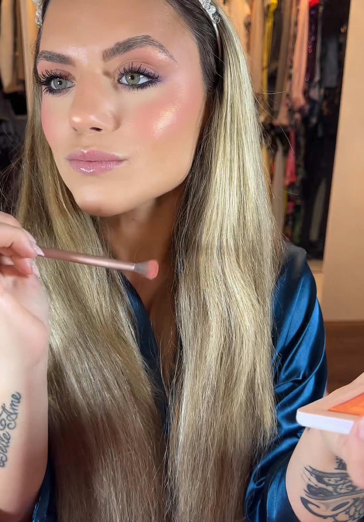 There is no excuse!!! 😀 @Haus Labs by Lady Gaga Bio Radiant Powder Highlighter. For those asking the shade is Fire Opal 🧡❤️#highlighter #hauslabs #fireopal #tiktokshop #fireopalhighlighter #hauslabshighlighter 