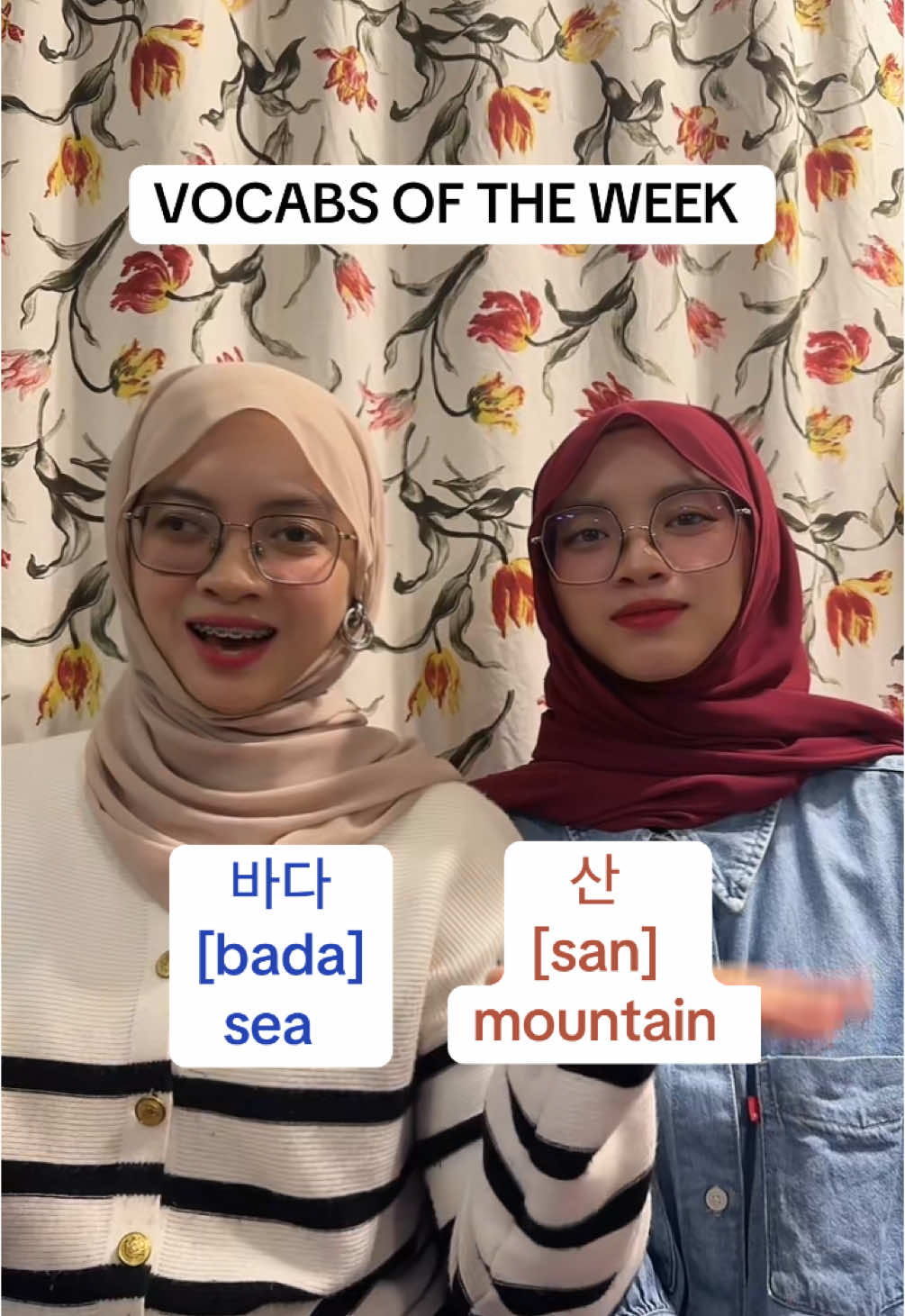 adding 2 more vocabs into ur dictionary 🤪 바다 [bada] - sea 산 [san] - mountain  #korean #koreanlanguage #koreanteacher #koreanclass #fyp #foryou #foryoupage 