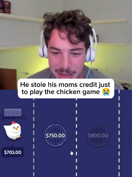 He stole his moms credit just to play the chicken game 😭 #kickstreaming 