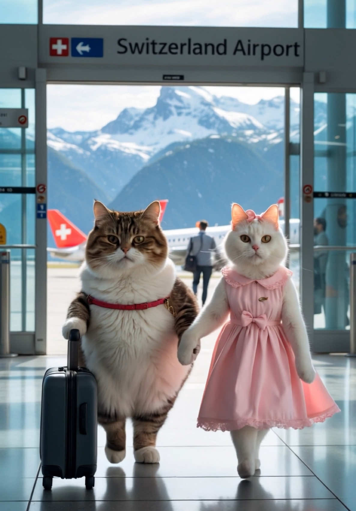 Milo is on a fun vacation in Switzerland with his friend Bella. 🥳🥳 #catlover #animal #funnycats 