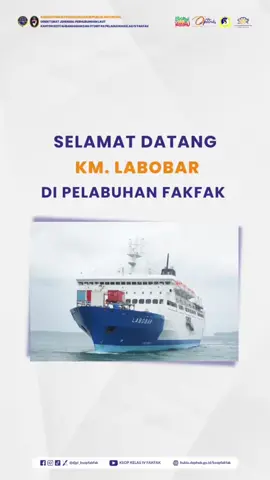 Selamat Datang KM. Labobar di Pelabuhan Fakfak! 🚢🌊 Halo #kawanlaut Hari ini, mari kita sambut kedatangan KM. Labobar yang tiba dari Pelabuhan Kaimana dan pertama kali bersandar di Pelabuhan Fakfak. Kapal ini akan melanjutkan perjalanan menuju Pelabuhan Sorong, membawa harapan baru dalam meningkatkan konektivitas wilayah dan kemudahan akses transportasi bagi masyarakat Fakfak. Kehadiran KM. Labobar menjadi bagian penting dari upaya bersama untuk menghubungkan wilayah-wilayah Indonesia Timur, meningkatkan arus distribusi, serta memperkuat perekonomian lokal. @anggiatmarpaung33 @kemenhub151 @djplkemenhub151 #Kemenhub151 #DJPLKemenhub151 #DJPLKerjaDenganHati #SMRTHublaPastinya #SMRTKSOPFAKFAK #KSOPFAKFAK #transportasimaju #MenghubungkanIndonesia #lewatlaut #smrtksopfakfak 