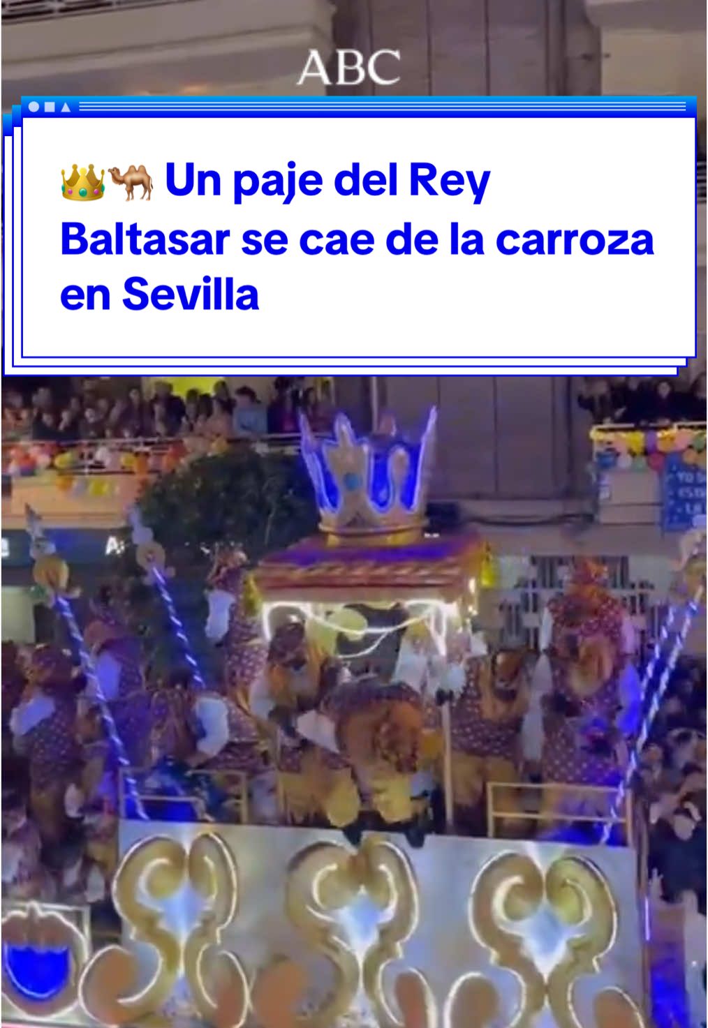 👑🐫 Un #paje del #Rey #Baltasar se cae de la carroza en Sevilla | #Cabalgata #cabalgatadereyes #reyesmagos #España 