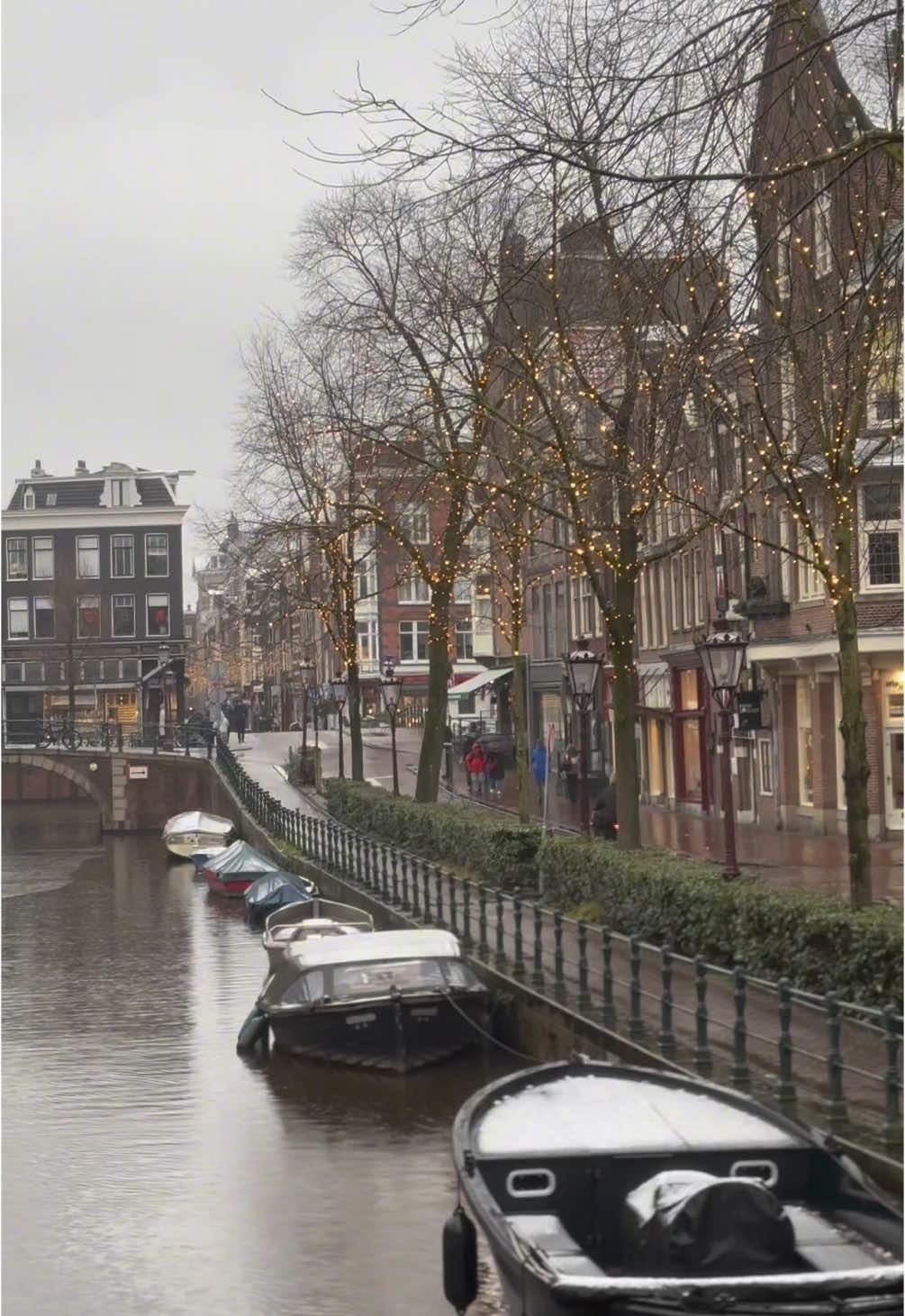 what’s the vibe, cozy? Or just people falling from bikes? 🥶❄️ #amsterdamwinter #netherlandssnow #firstsnow2025 #winterinamsterdam 