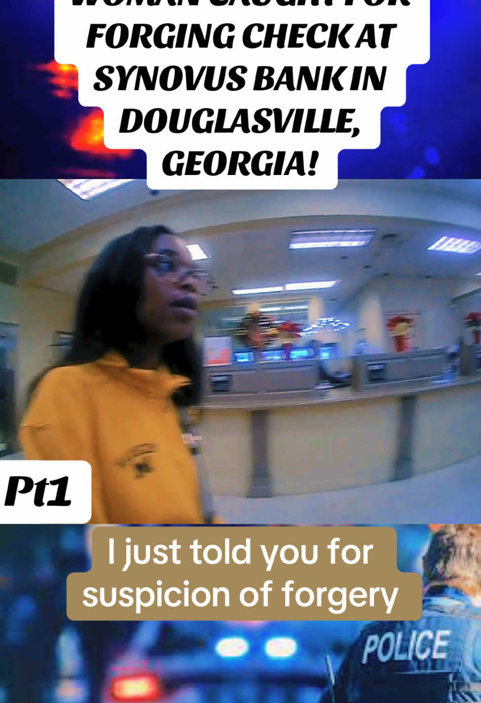WOMAN CAUGHT FOR FORGING CHECK AT SYNOVUS BANK IN DOUGLASVILLE, GEORGIA!#policeofficer #copshow #copsoftiktok 