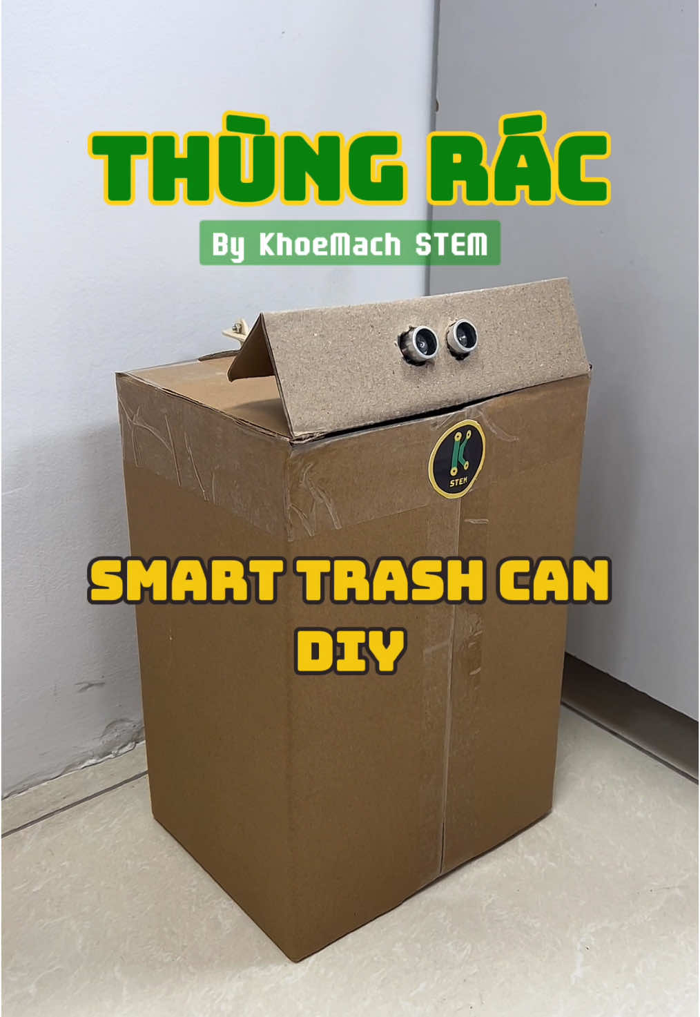 Sản Phẩm STEM Thùng Rác thông minh tự động DIY đupwjc làm bằng vật liệu tái chế #DIY #stem #khoemachstem #smarttrashcan #thungracthongminh 