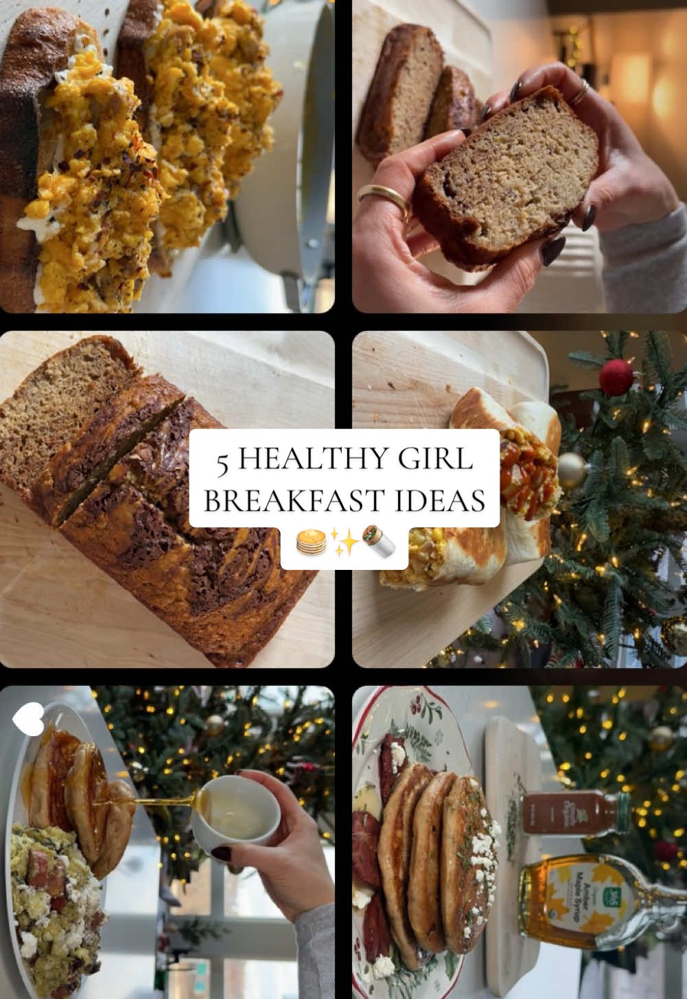 Healthy girl breakfast ideas 🥞✨🌯 here are 5 healthy and high protein breakfast ideas if you’re wanting to be more healthy in the new year 😚 all of the recipes are already up on my page!!  #breakfastideas #healthybreakfast #easybreakfast #healthyrecipes #mealideas #easybreakfastideas #highprotein 